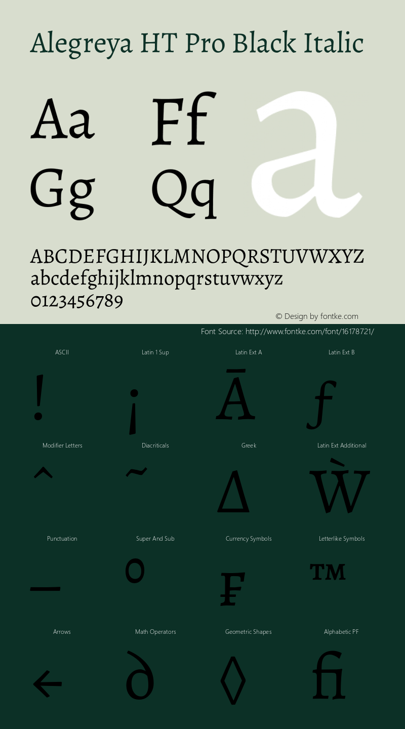 Alegreya HT Pro Black Italic Version 1.200 Font Sample