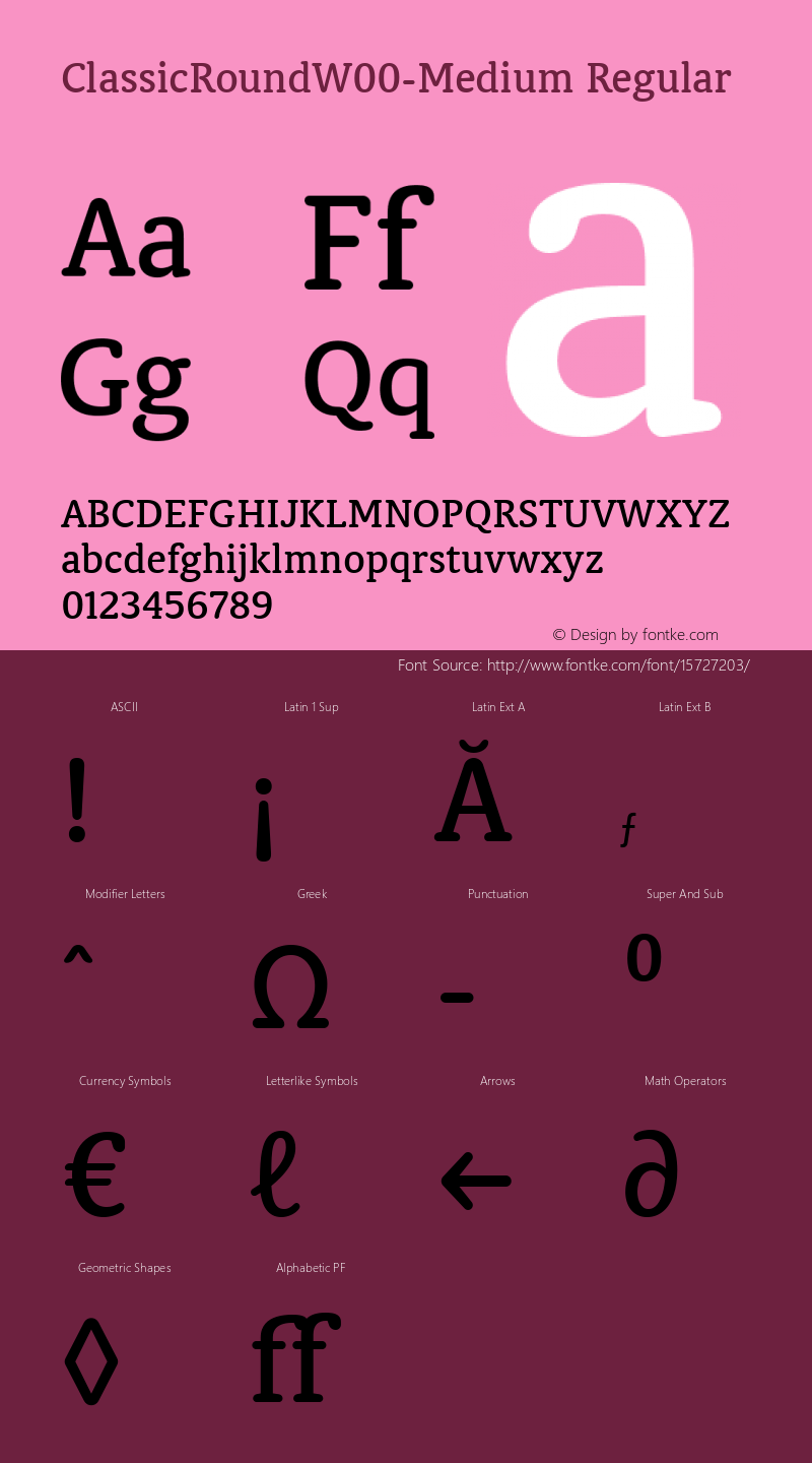 ClassicRoundW00-Medium Regular Version 1.1 Font Sample