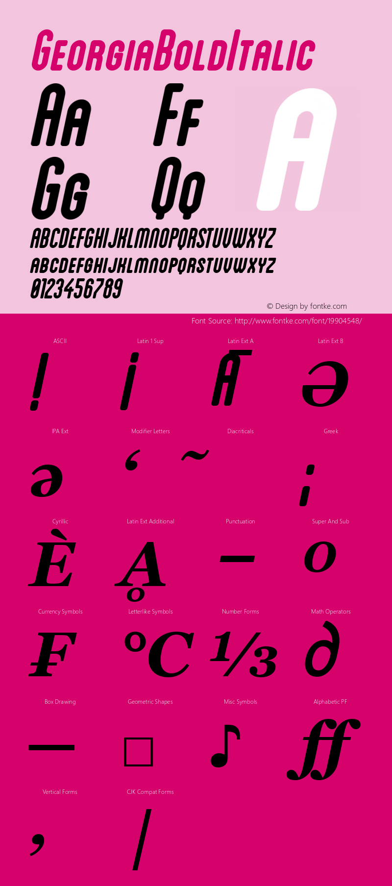 Georgia Bold Italic Version 5.00x-4 Font Sample