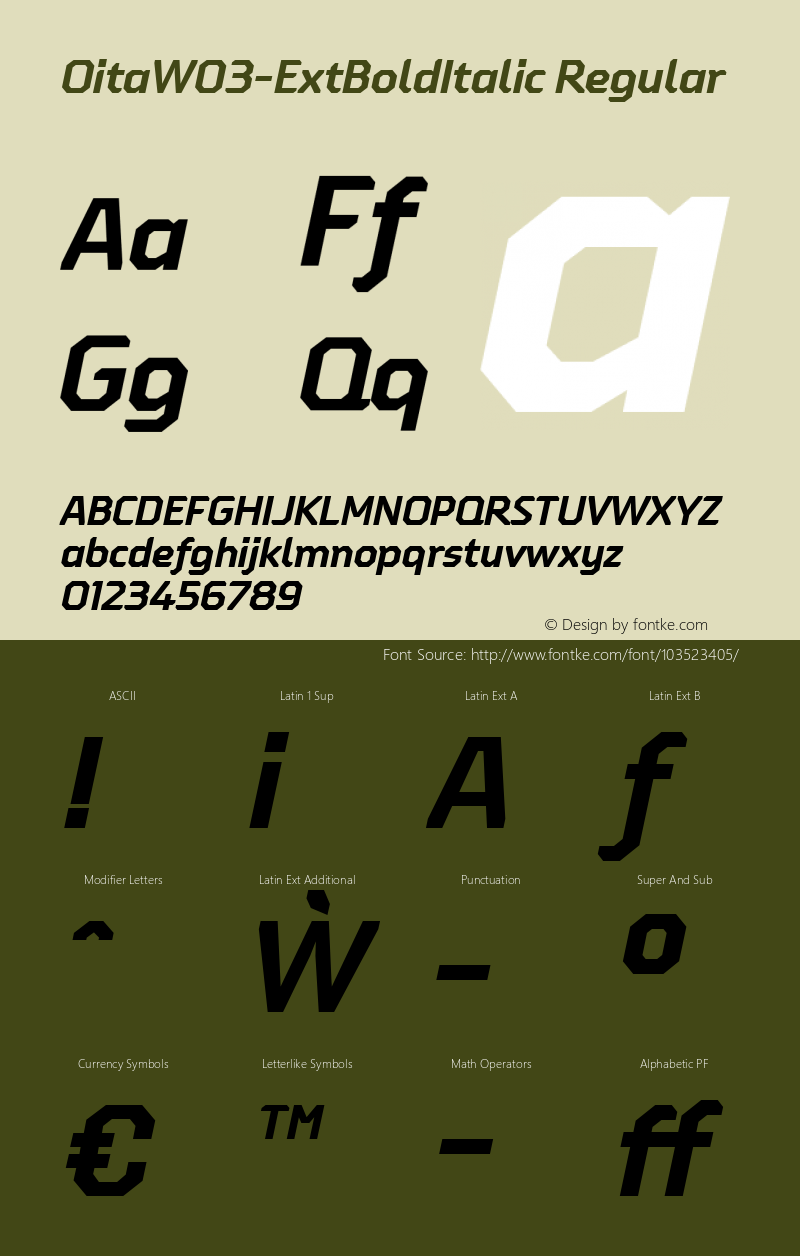 Oita W03 Ext Bold Italic Version 1.00 Font Sample