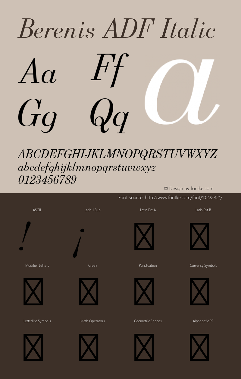 Berenis ADF Italic Version 1.003;PS 1.008;Core 1.0.38;makeotf.lib1.6.5960 Font Sample