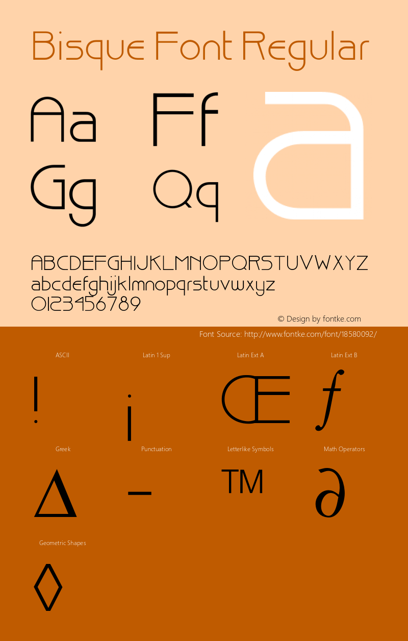 Bisque Font Regular 001.000 Font Sample