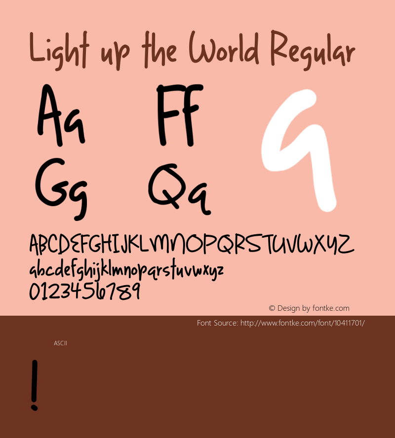 Light up the World Regular Version 1.000 Font Sample