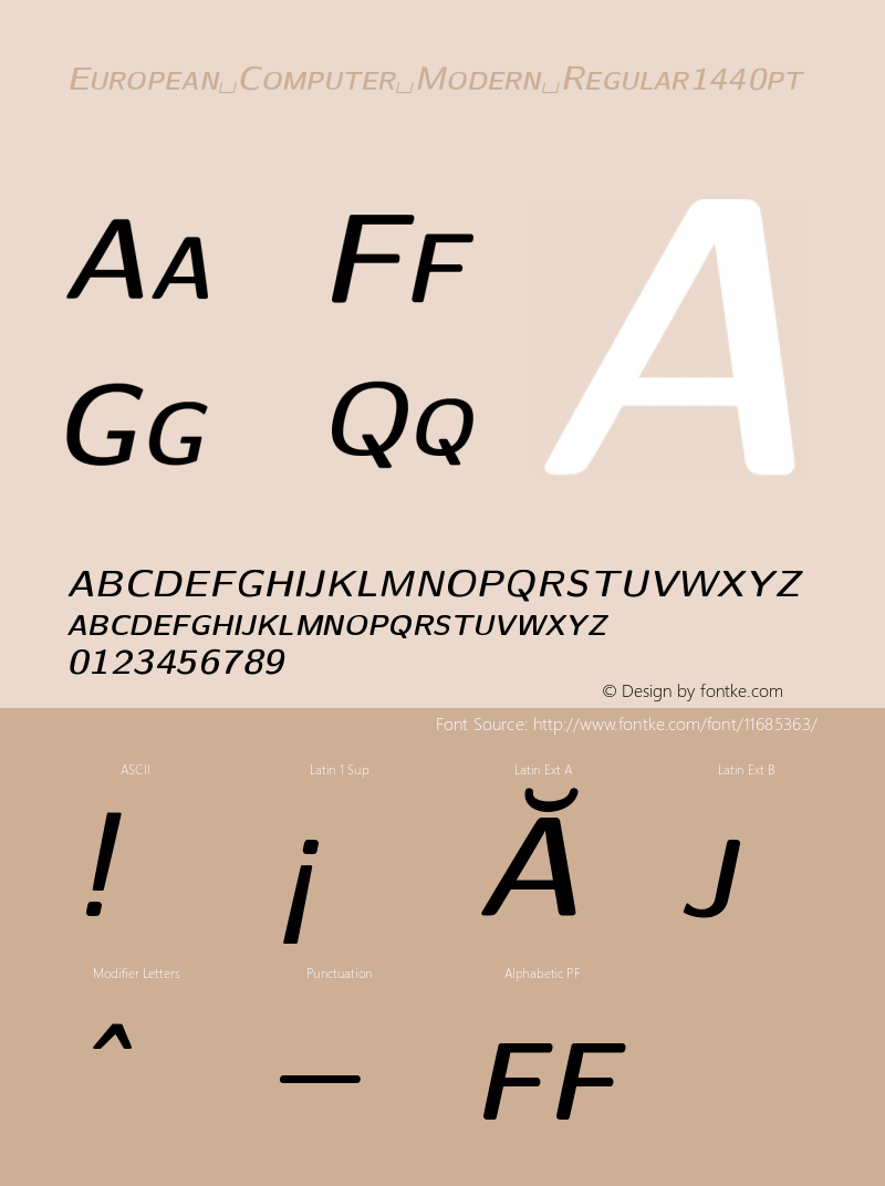 European Computer Modern Regular1440pt Version 001.001 Font Sample