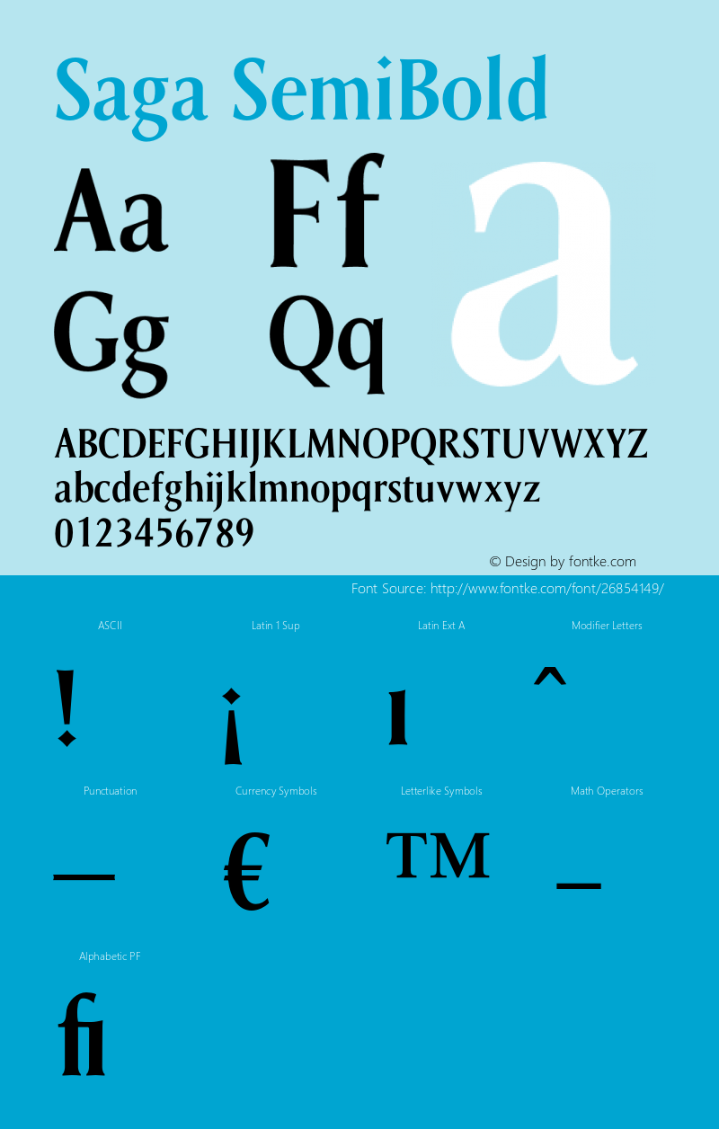 Saga SemiBold Version 1.00 Font Sample