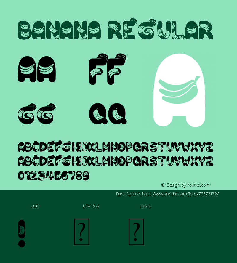 Banana Version 1.00;June 24, 2020;FontCreator 11.5.0.2427 32-bit Font Sample