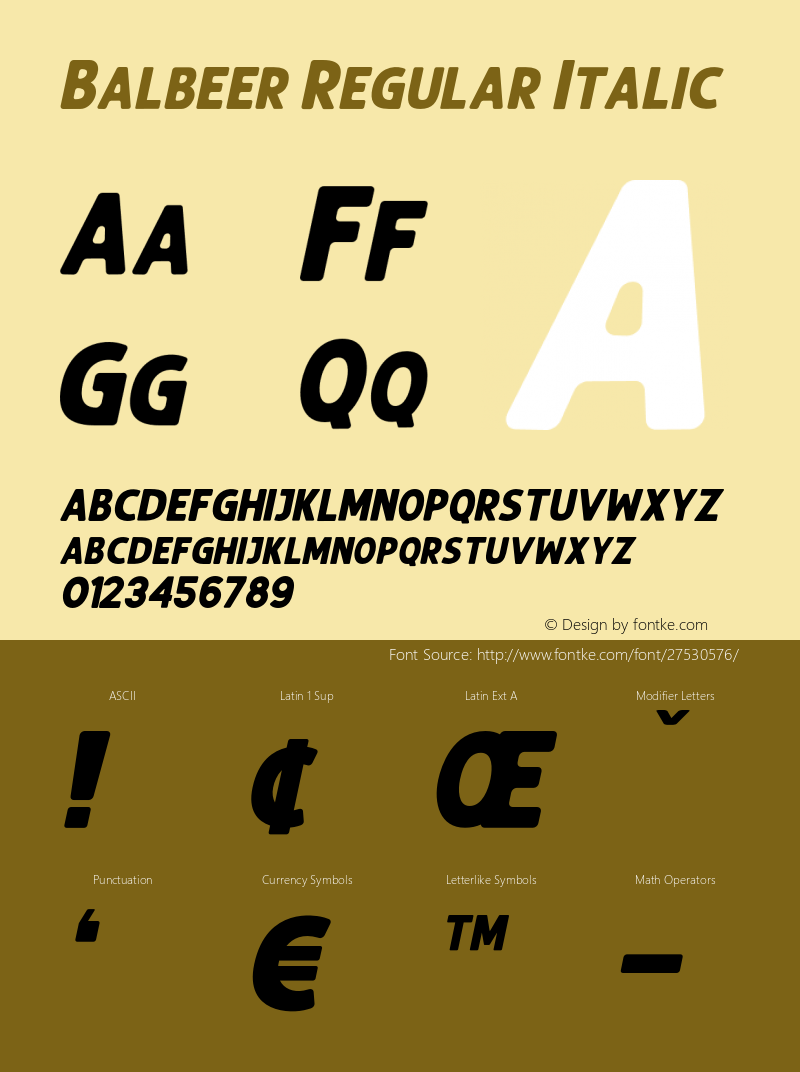 Balbeer Regular Italic Version 1.000;PS 001.000;hotconv 1.0.88;makeotf.lib2.5.64775 Font Sample