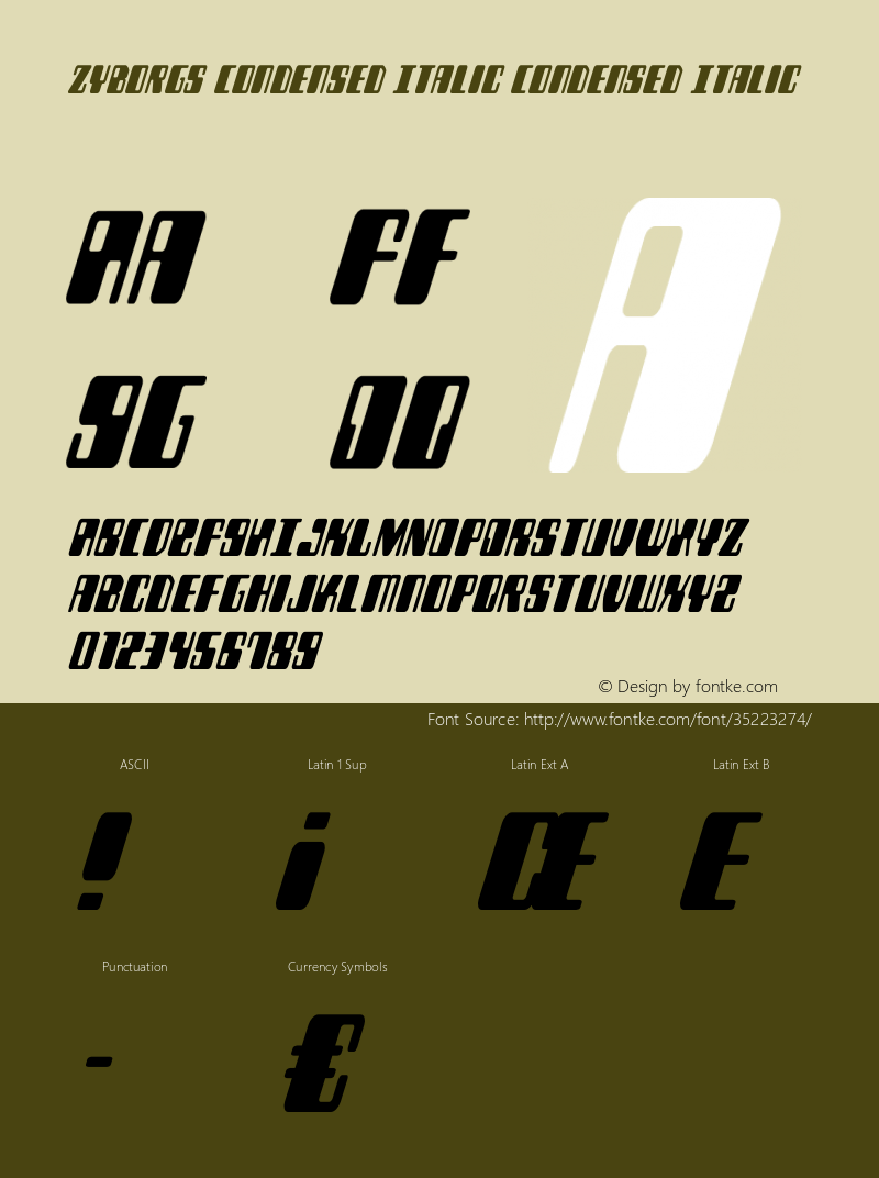 Zyborgs Condensed Italic Version 3.1; 2019 Font Sample