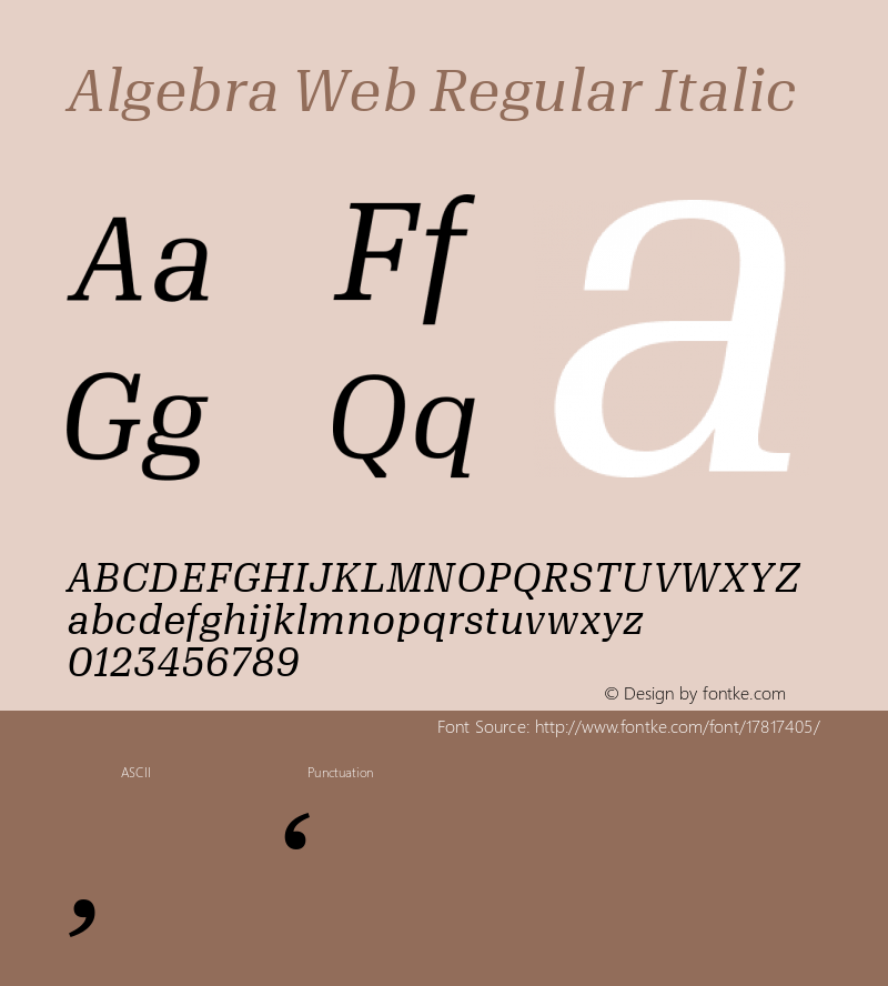 Algebra Web Regular Italic Version 1.1 2016 Font Sample