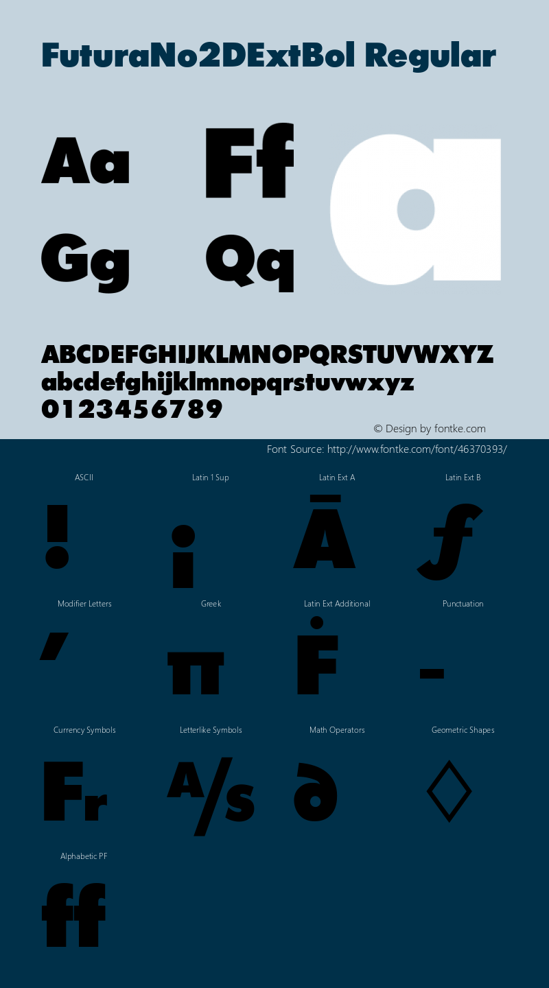 FuturaNo2DExtBol Version 1.00 Font Sample