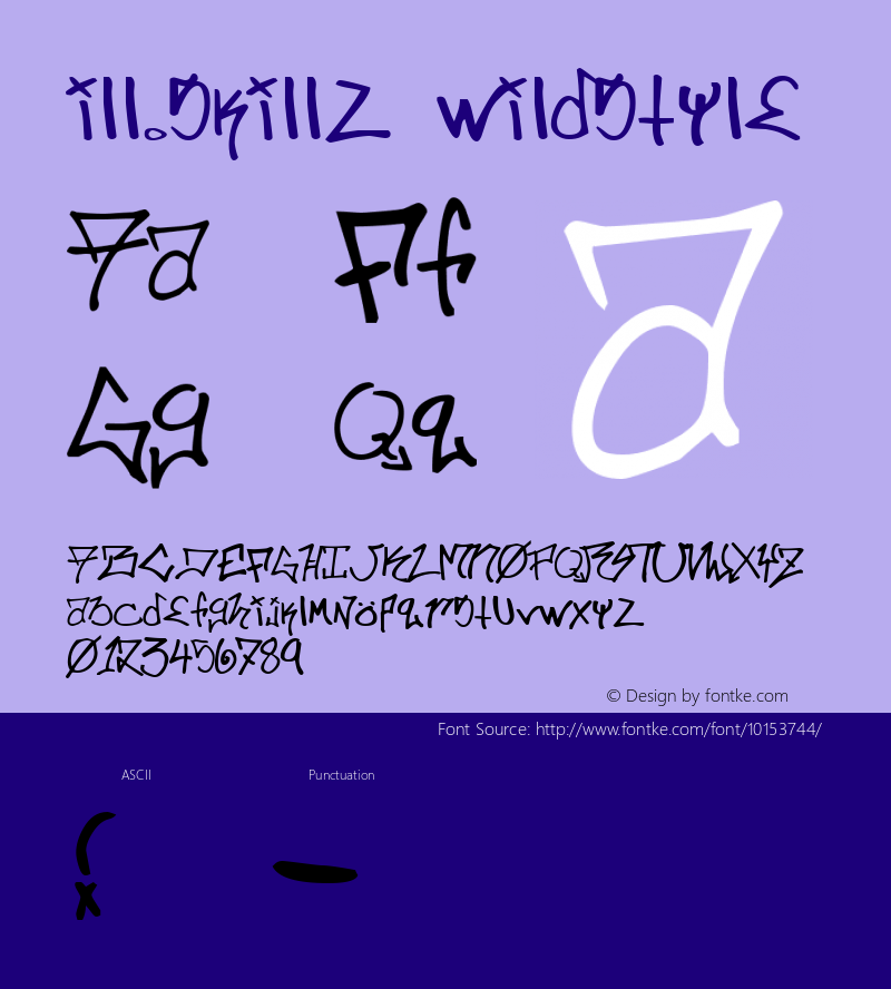 ill.skillz wildstyle (c) xero harrison 2003 / type|size = xero Font Sample