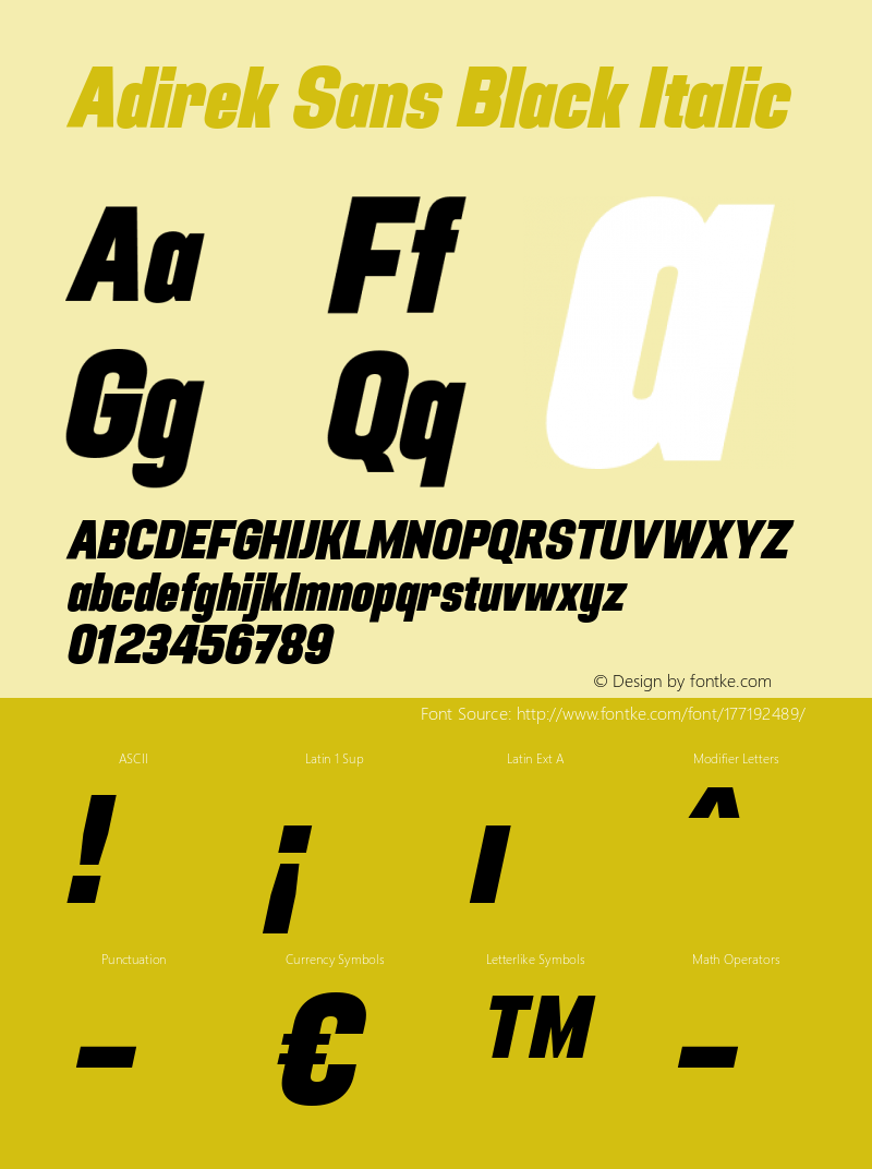 Adirek Sans Black Italic Version 1.00图片样张