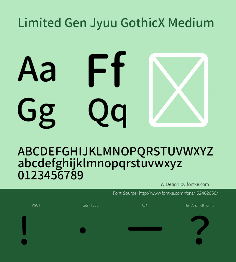 Limited Gen Jyuu GothicX Medium Version 1.001.20150116 Font Sample