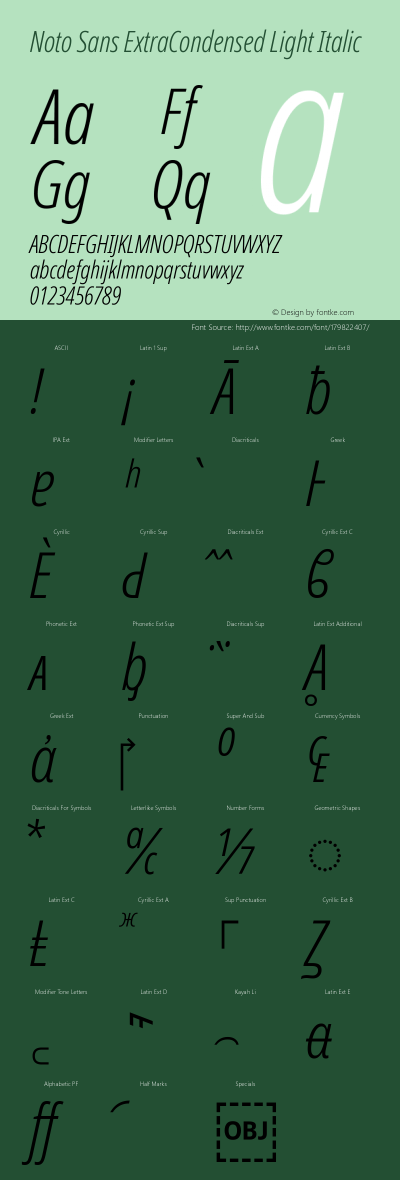 Noto Sans ExtraCondensed Light Italic Version 2.001; ttfautohint (v1.8.2)图片样张