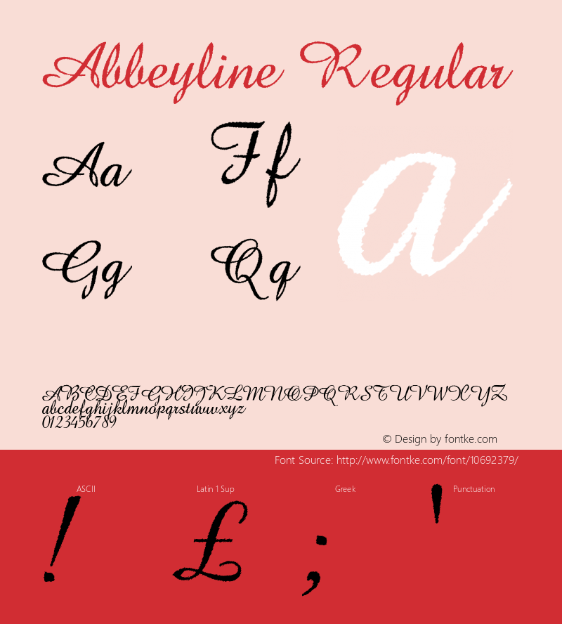 Abbeyline Regular Version 1.01 2009, initial release Font Sample