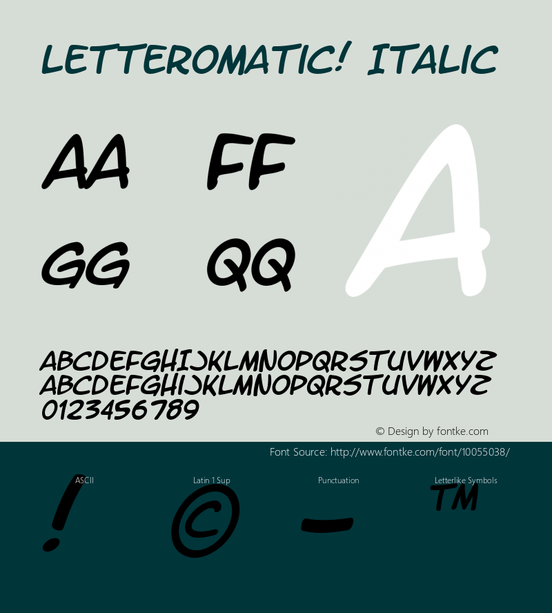 LetterOMatic! Italic Macromedia Fontographer 4.1 9/22/00 Font Sample