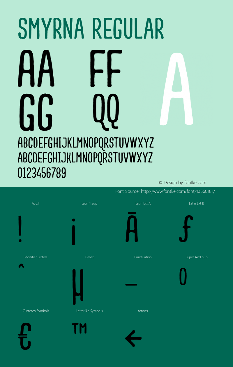 Smyrna Regular Version 1.000 2014 initial release Font Sample