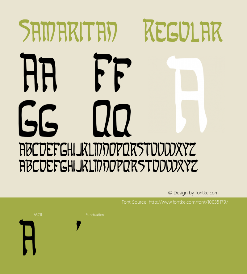Samaritan Regular Altsys Fontographer 4.0.3 6/4/98 Font Sample