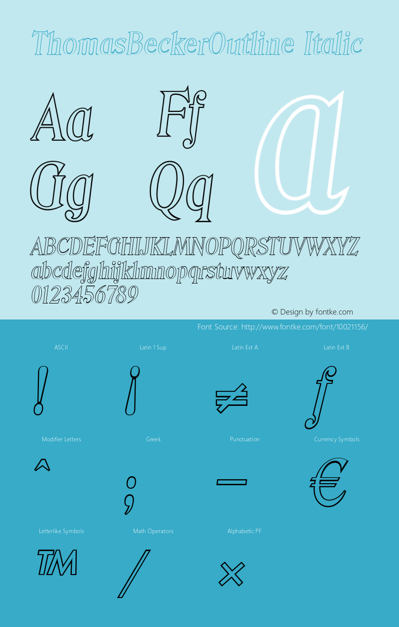 ThomasBeckerOutline Italic 001.000 Font Sample