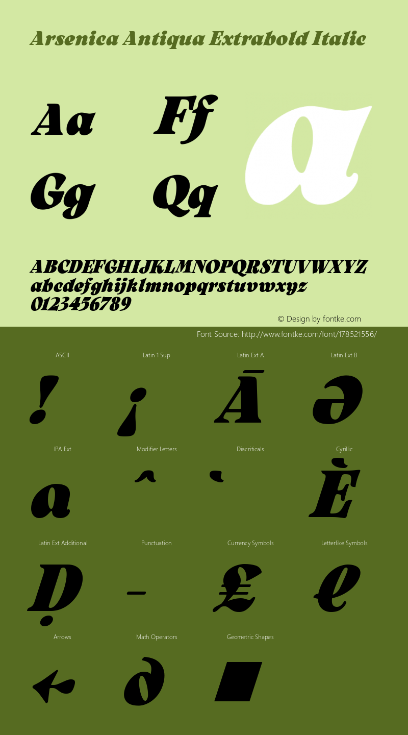 Arsenica Antiqua Extrabold Italic Version 0.003图片样张