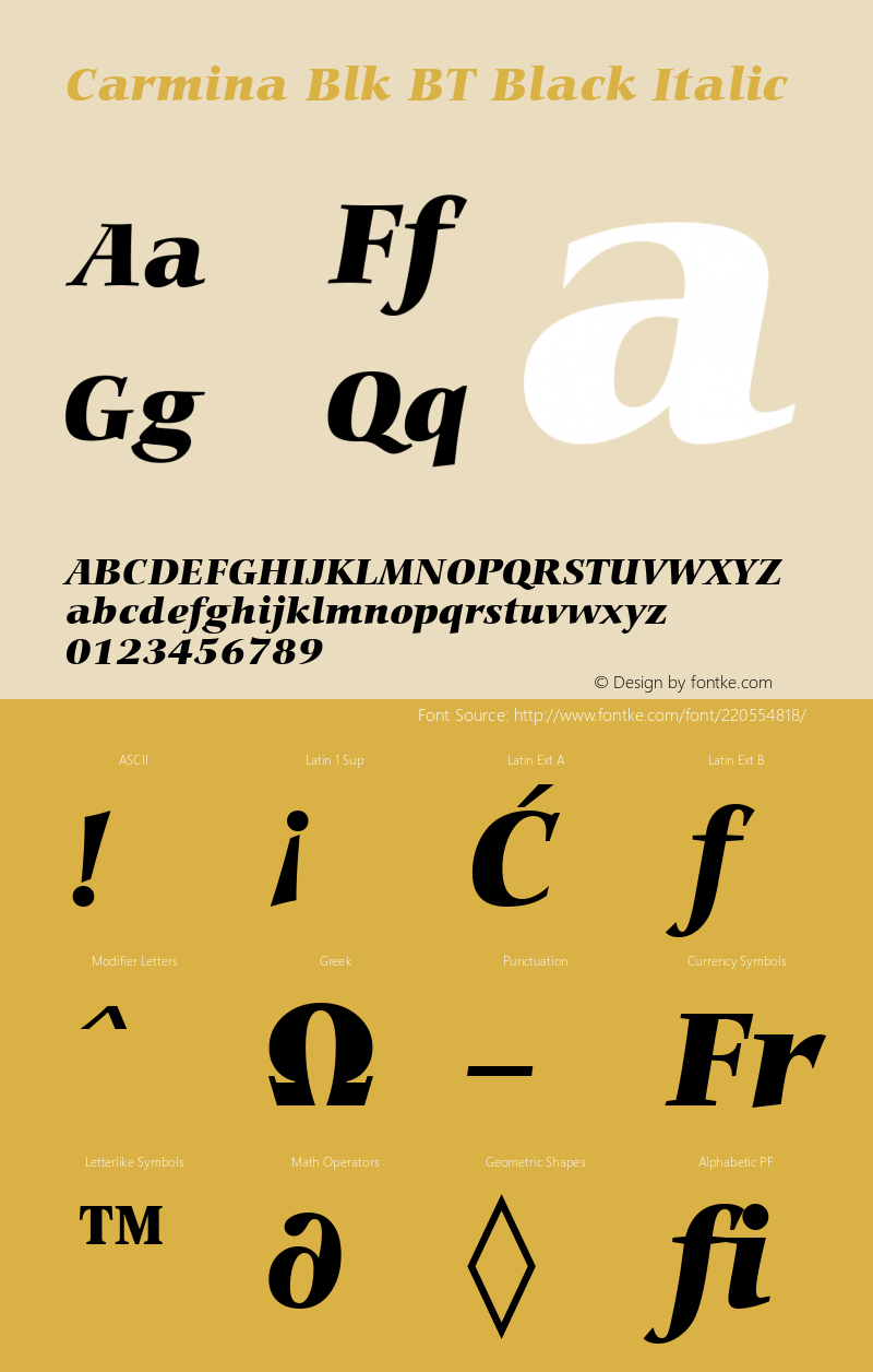 Carmina Blk BT Black Italic Version 1.01 emb4-OT图片样张