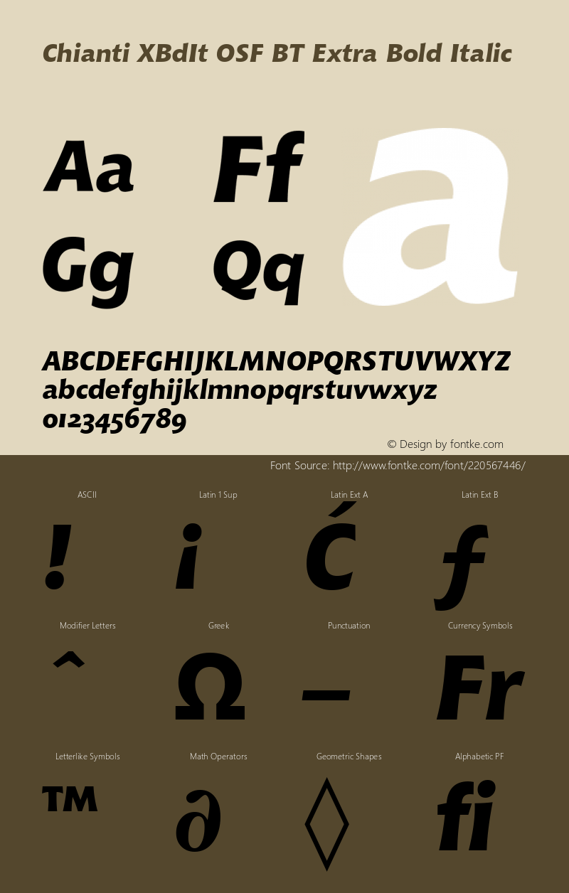 Chianti XBdIt OSF BT Extra Bold Italic Version 1.01 emb4-OT图片样张