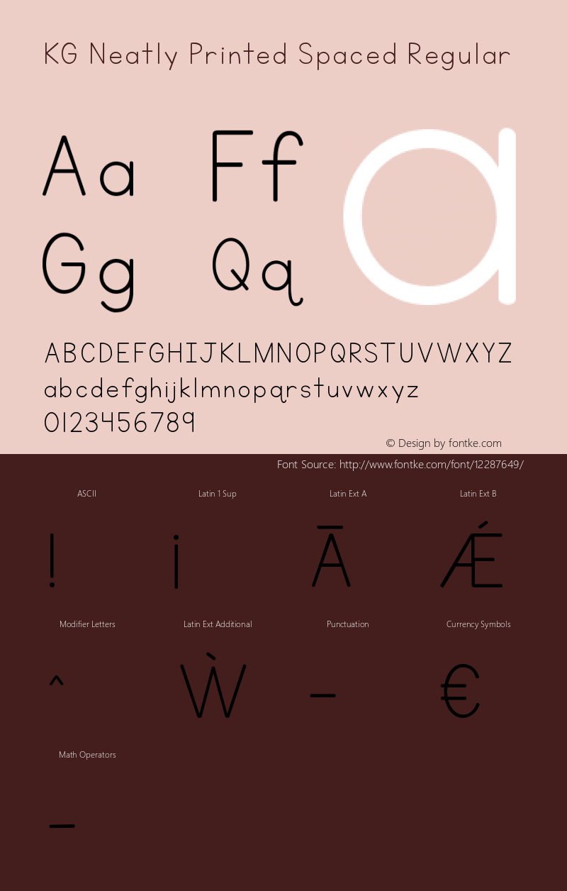 KG Neatly Printed Spaced Regular Version 001.000 Font Sample