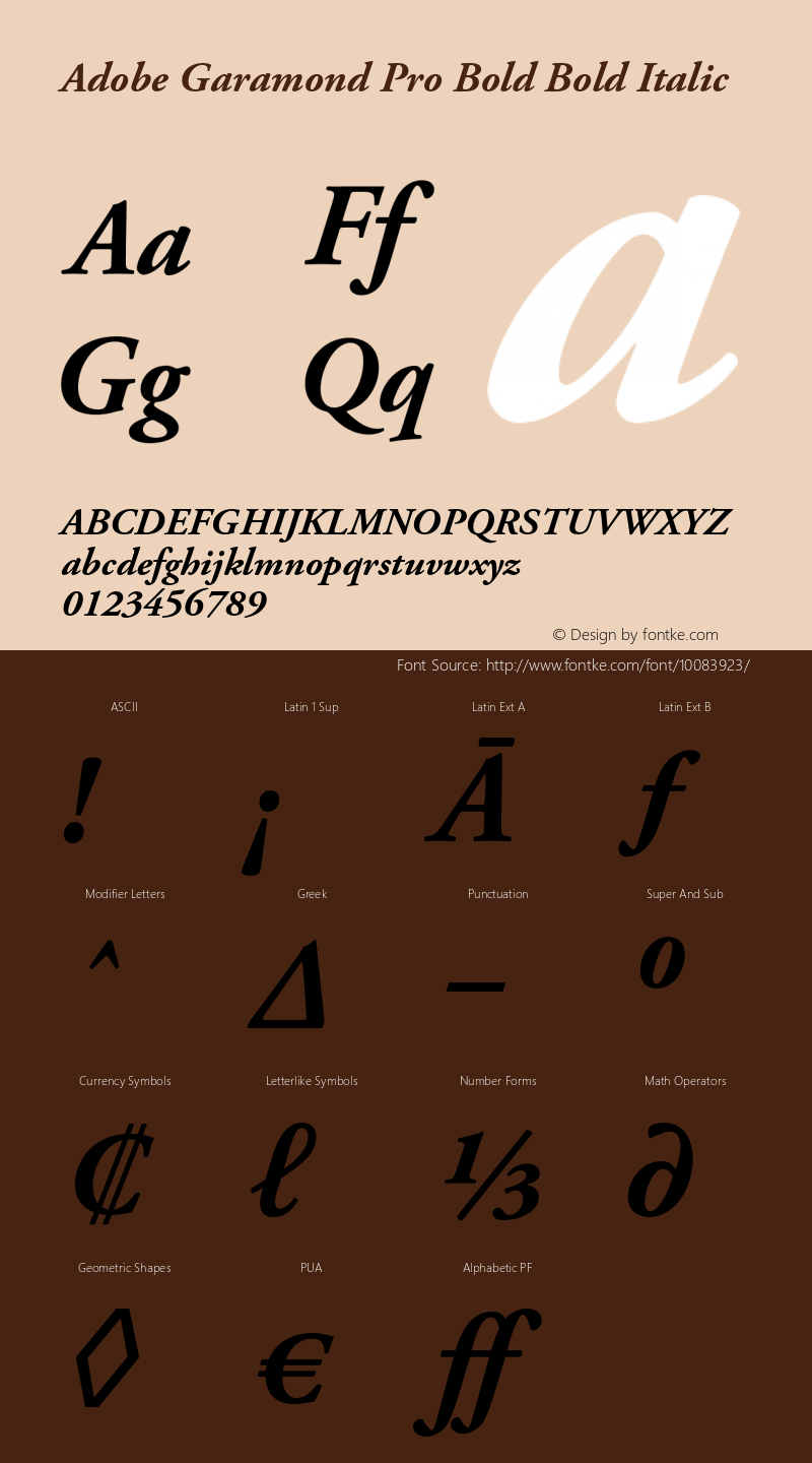 Adobe Garamond Pro Bold Bold Italic OTF 1.005;PS 001.000;Core 1.0.23;hotunix 1.28 Font Sample