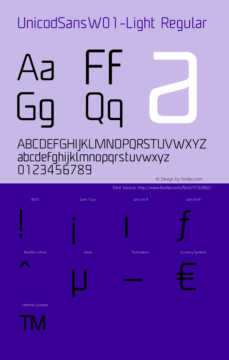 UnicodSansW01-Light Regular Version 1.00 Font Sample