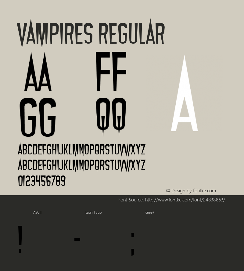 Vampires Version 1.00;January 12, 2018;FontCreator 11.0.0.2408 64-bit Font Sample
