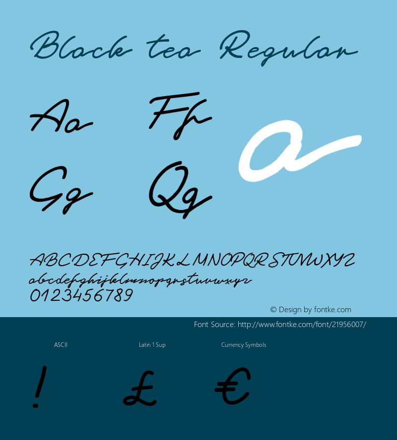 Black tea Regular Version 1.000 Font Sample