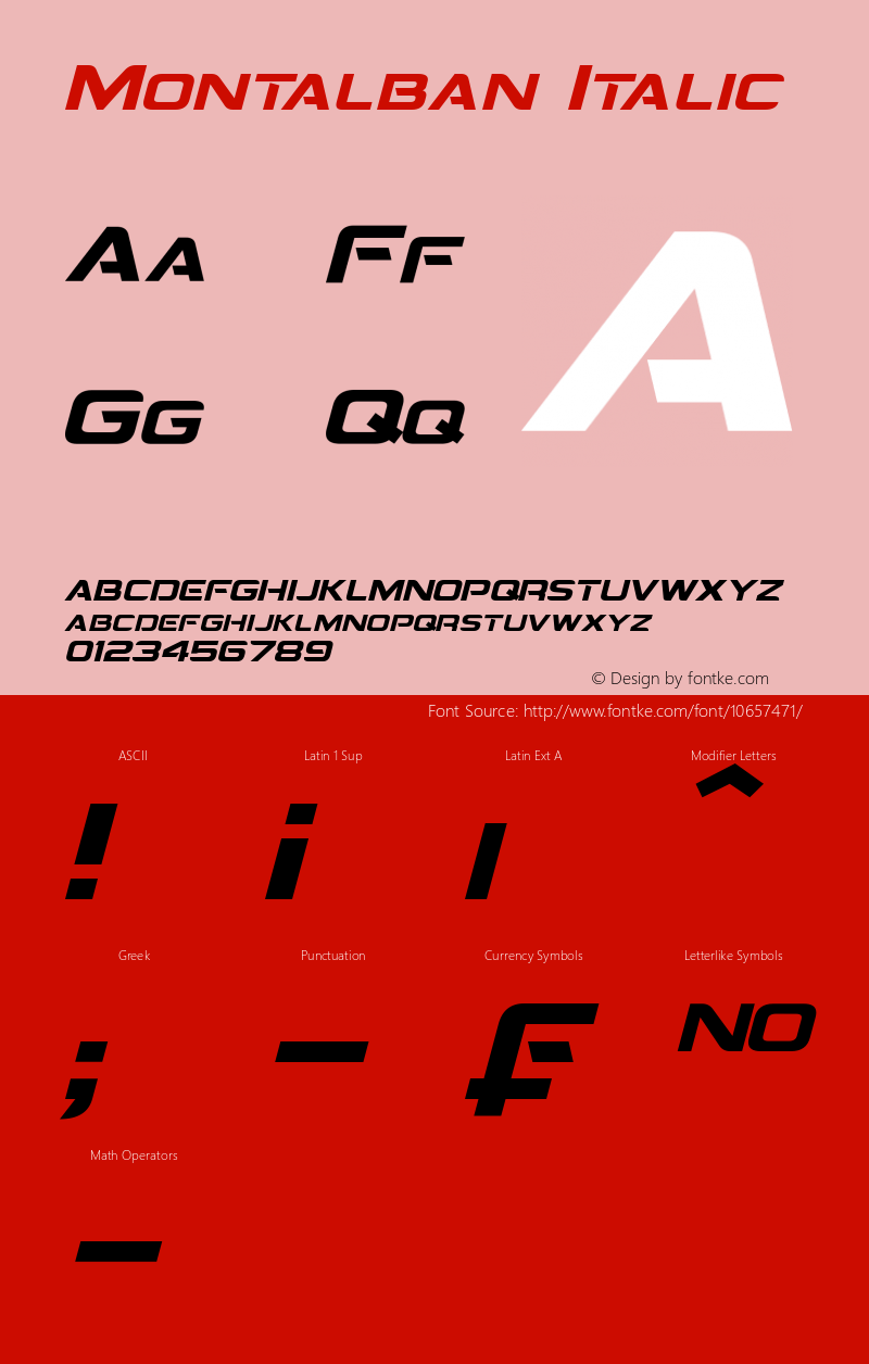 Montalban Italic Version 1.20 February 28, 2015 Font Sample