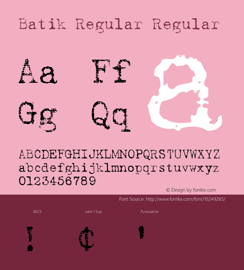 Batik Regular Regular Unknown Font Sample