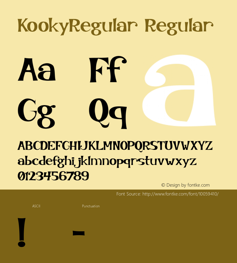 KookyRegular Regular Trash Type 0.1 14/10/97 Font Sample