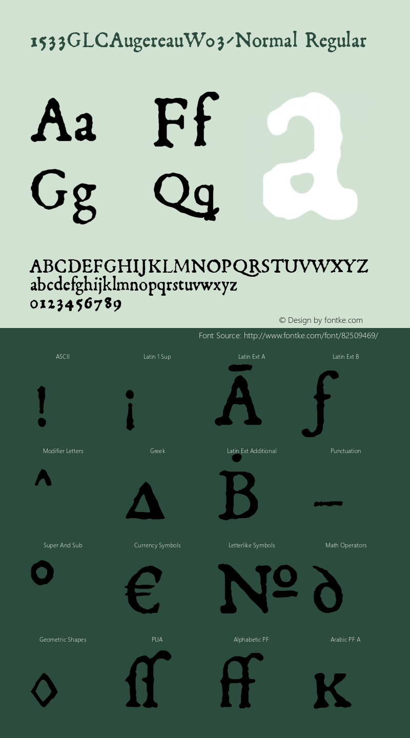 1533 GLC Augereau W03 Normal Version 1.00 Font Sample