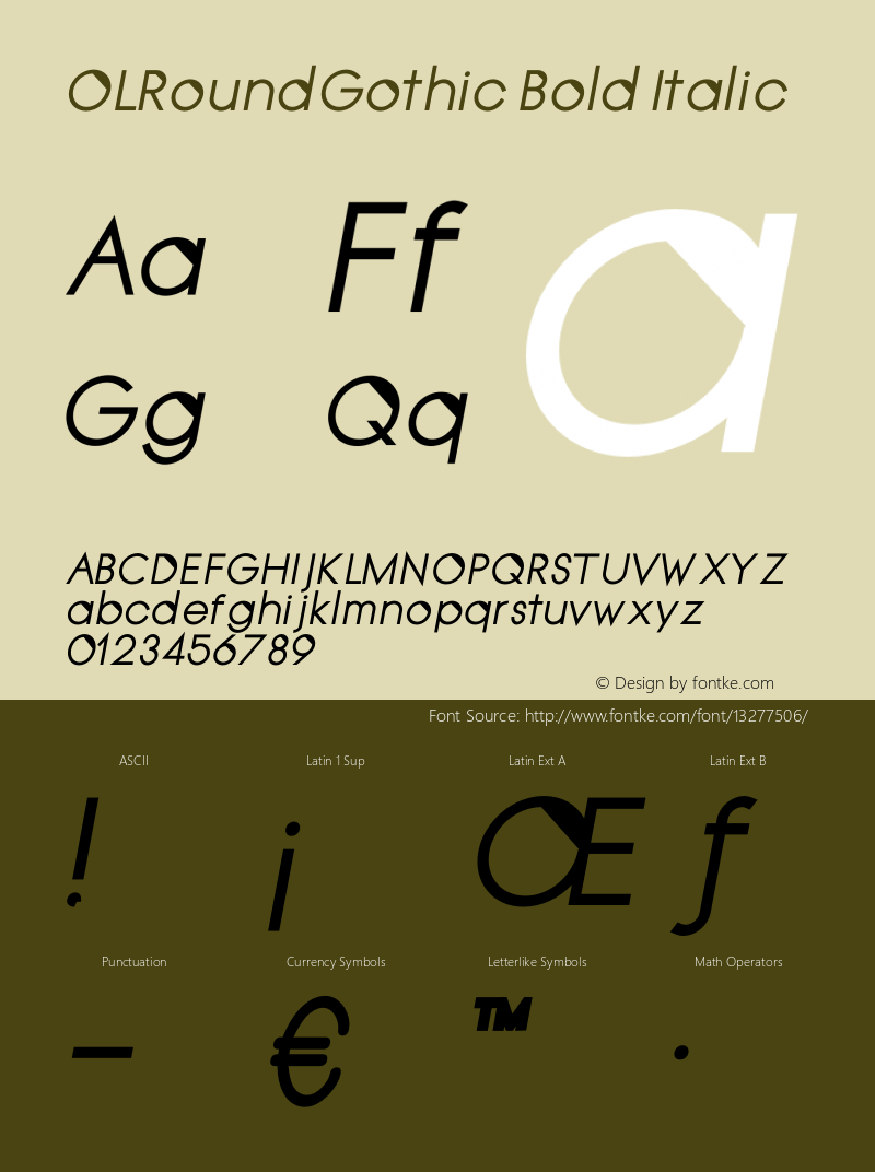 OLRoundGothic Bold Italic Version 1.000;PS 001.000;hotconv 1.0.38 Font Sample