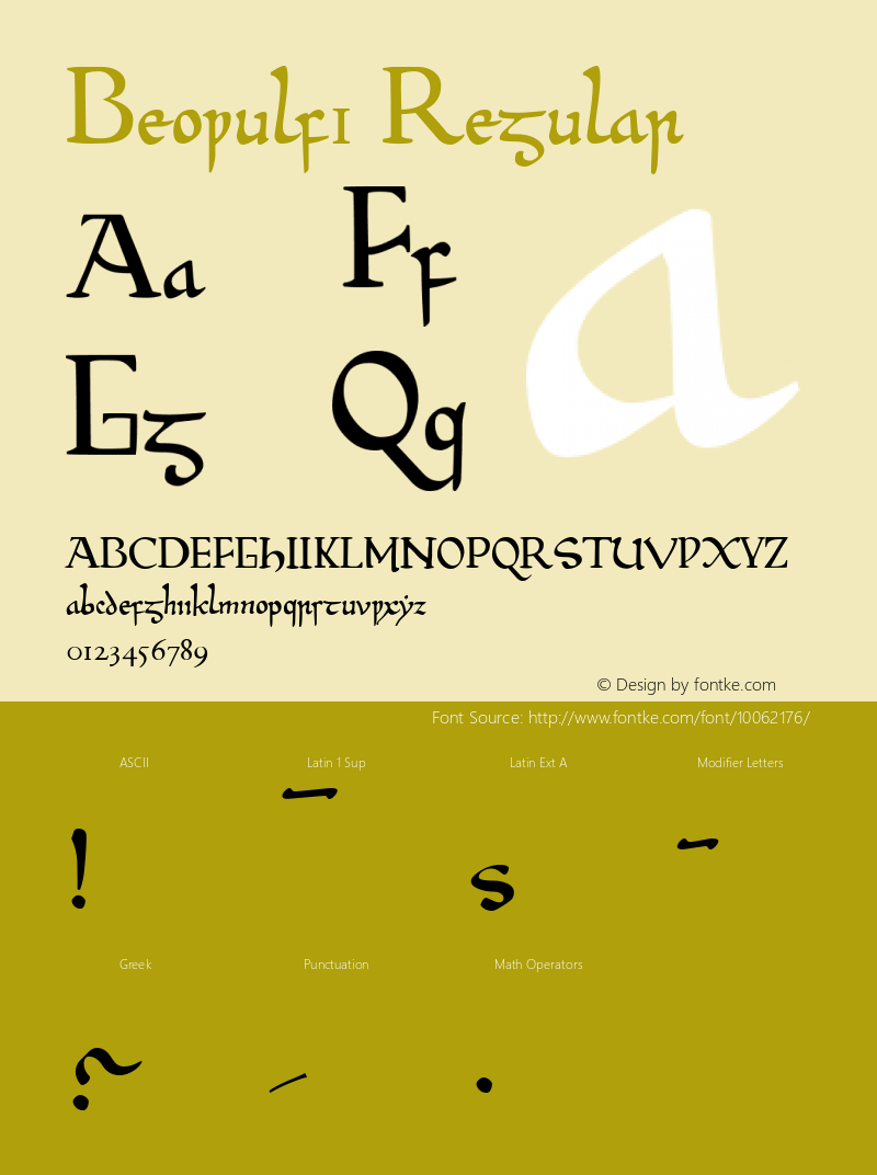 Beowulf1 Regular Altsys Fontographer 4.1 1/21/96 Font Sample