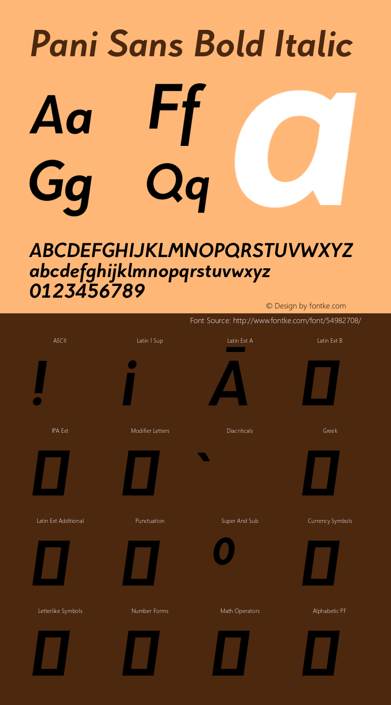 Pani Sans Bold Italic Version 1.000;hotconv 1.0.109;makeotfexe 2.5.65596 Font Sample