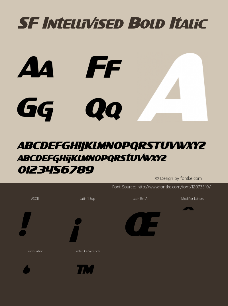 SF Intellivised Bold Italic ver 1.0; 1999. Freeware. Font Sample