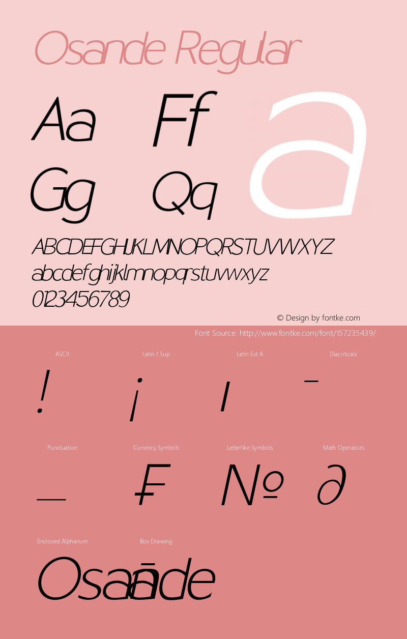 Osande W05 Extra Light Italic Version 1.00 Font Sample