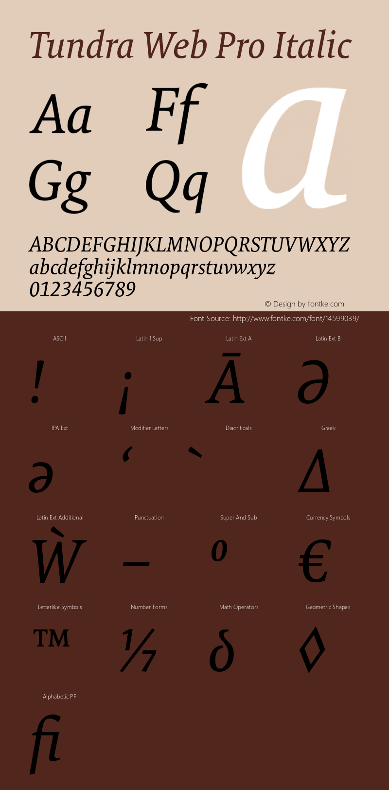 Tundra Web Pro Italic Version 7.504; 2011; Build 1021 Font Sample