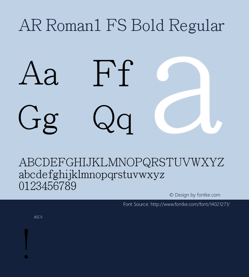 AR Roman1 FS Bold Regular Version 2.10 Font Sample