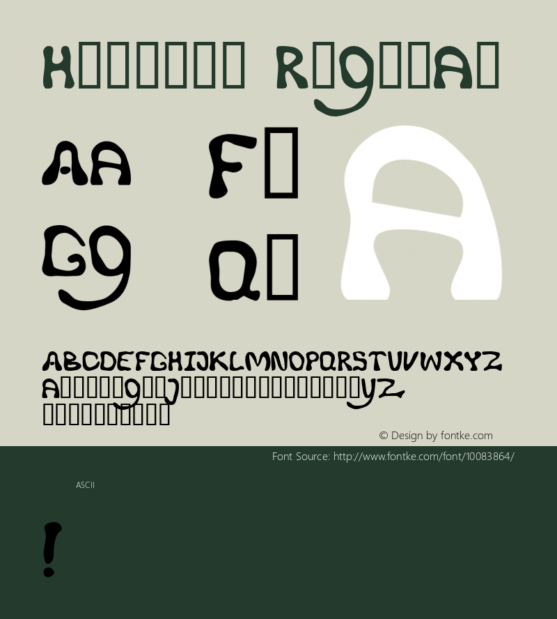 Hideous Regular Altsys Fontographer 4.0.3 7/26/96 Font Sample