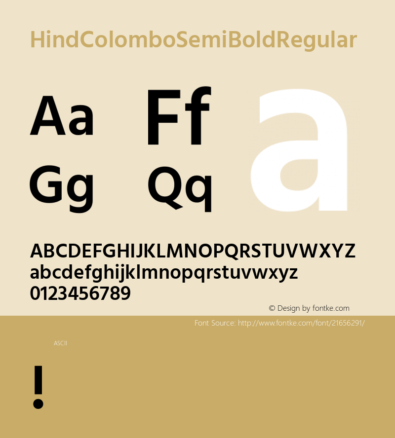 HindColomboSemiBold Version 1.0 Font Sample