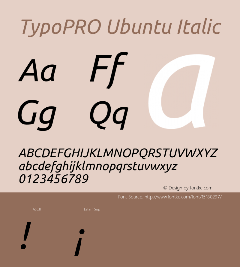 TypoPRO Ubuntu Italic Version 0.80 Font Sample