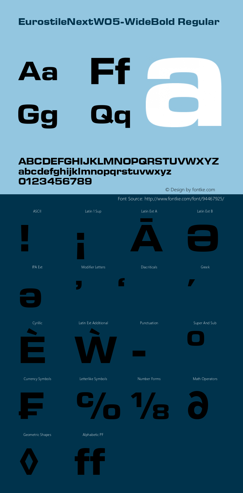 Eurostile Next W05 Wide Bold Version 1.00 Font Sample