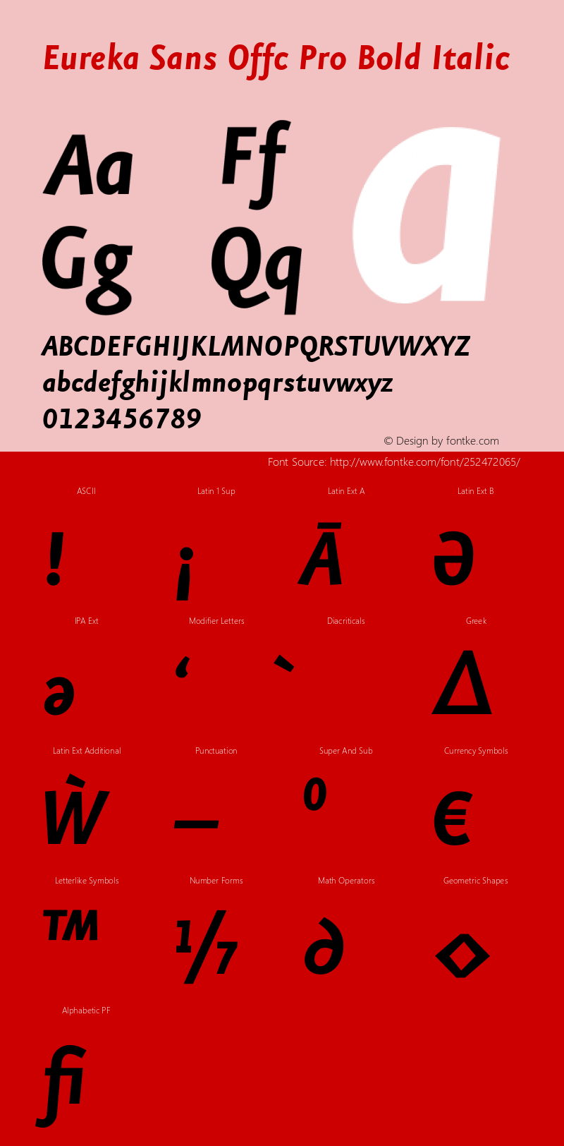 Eureka Sans Offc Pro Bold Italic Version 7.504; 2011; Build 1020图片样张