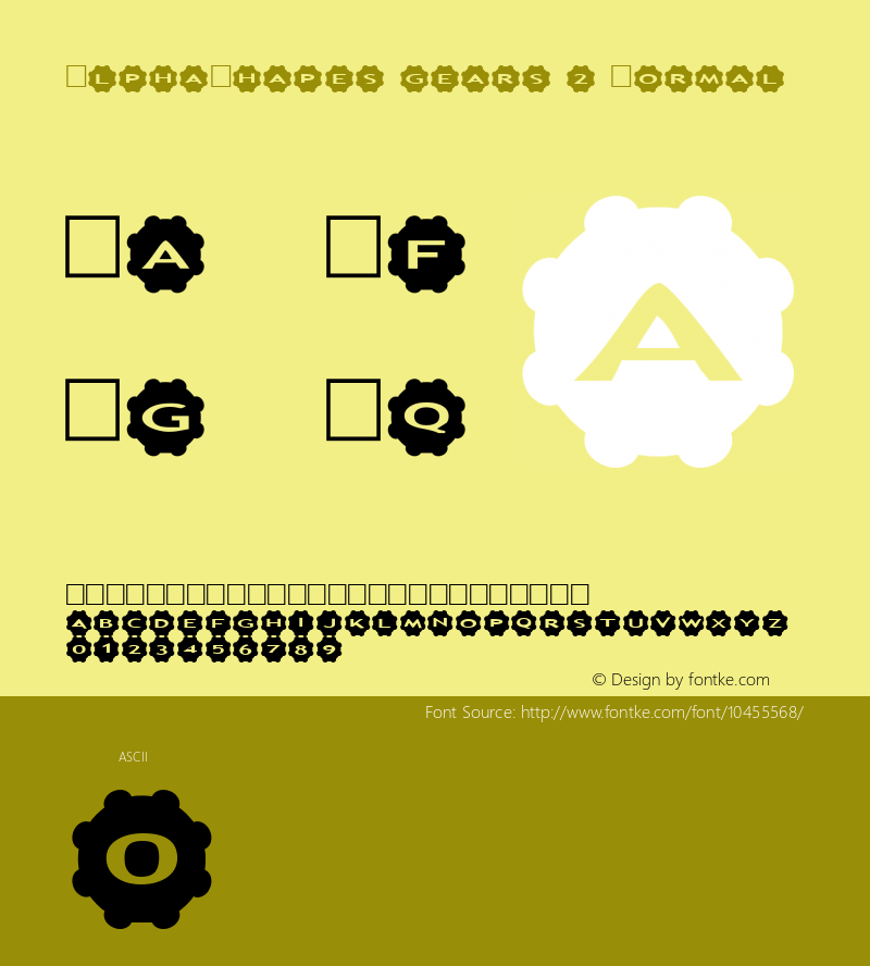 AlphaShapes gears 2 Normal 1.0 - November 2012 - freeware font Font Sample