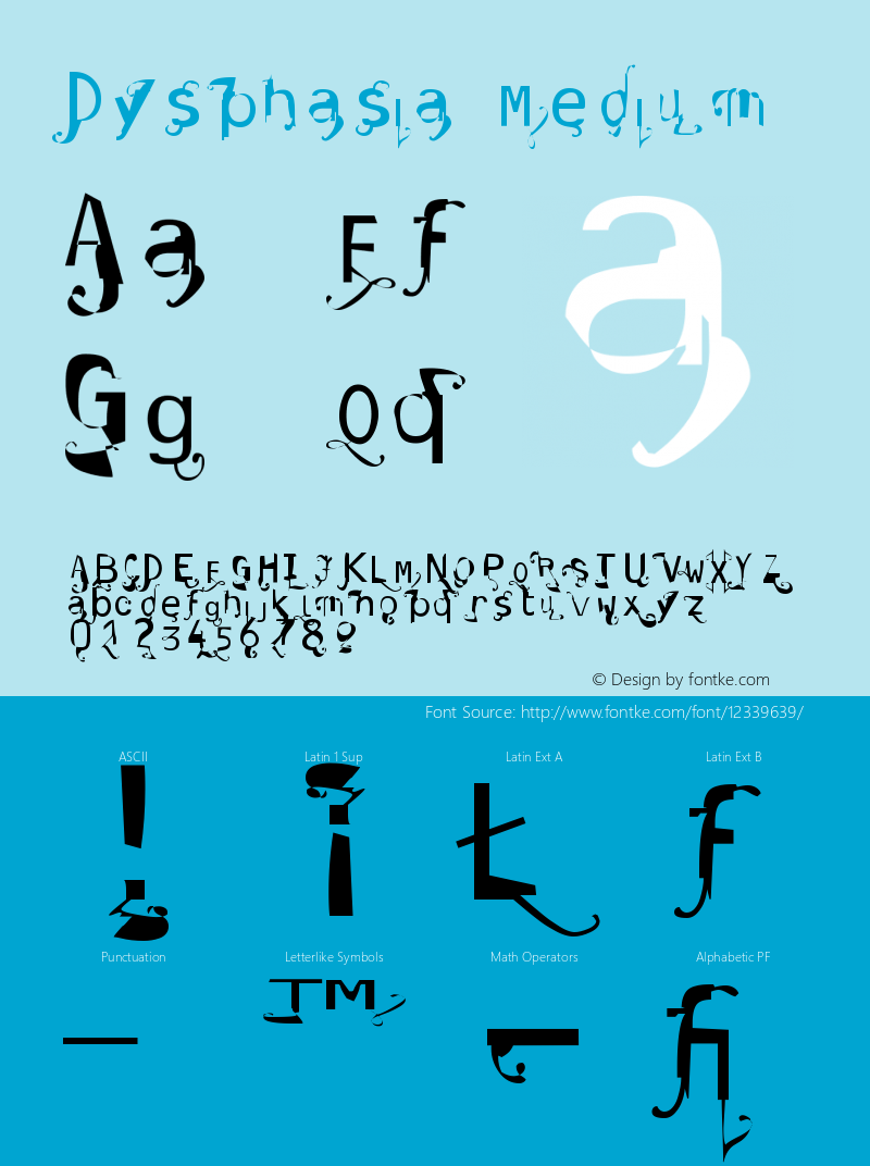 Dysphasia Medium Version 001.000 Font Sample