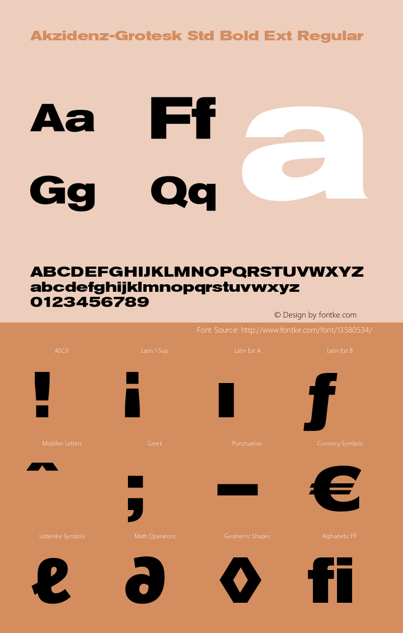 Akzidenz-Grotesk Std Bold Ext Regular Version 001.000;Core 1.0.01;otf.5.02.2291;15.06W Font Sample